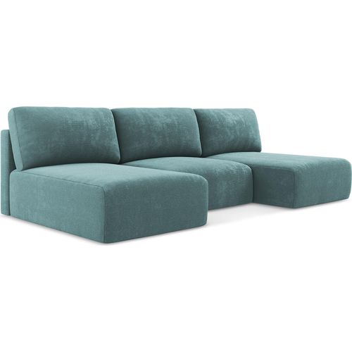 Wohnlandschaft ohne Armlehne mit Schlaffunktion - Chenille - Jeans - KONA