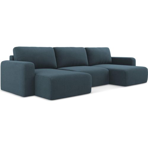 Wohnlandschaft mit Schlaffunktion - Strukturstoff - Jeans - KONA