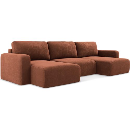 Wohnlandschaft mit Schlaffunktion - Chenille - Terrakotta - KONA