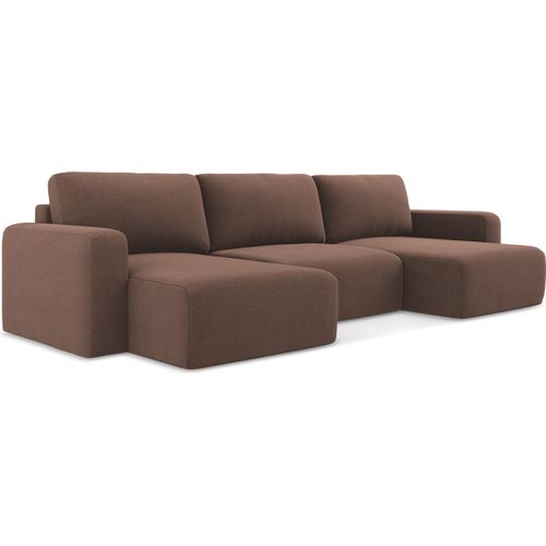 Wohnlandschaft mit Schlaffunktion - Strukturstoff - Puderrosa - KONA