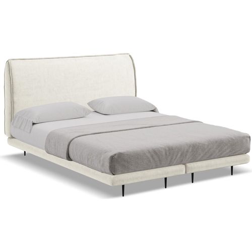 Bett mit Matratze - 148 x 222 - Samt - Hell beige - HALIA