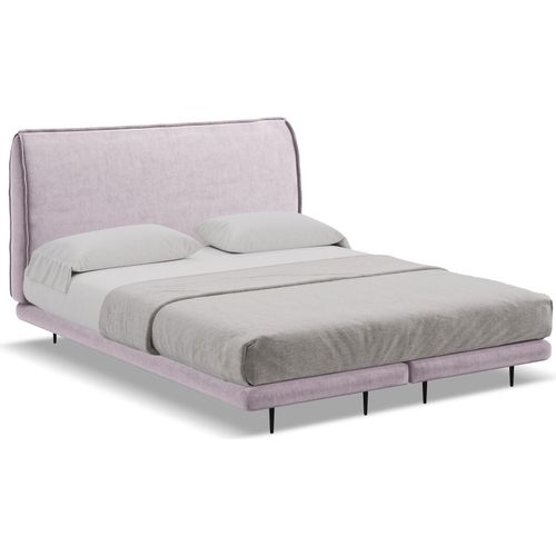Bett mit Matratze - 148 x 222 - Samt - Lavendel - HALIA