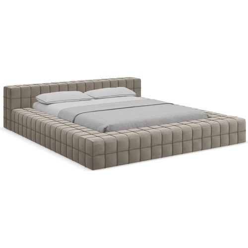 Bett - 220 x 260 - Samt - Taupe - AKELA