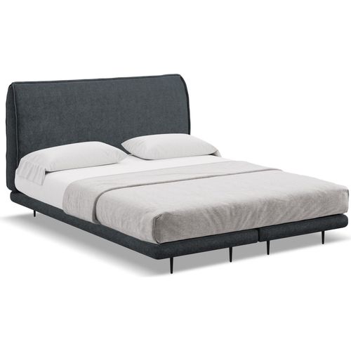 Bett mit Matratze - 168 x 222 - Bouclé - Stahl - HALIA