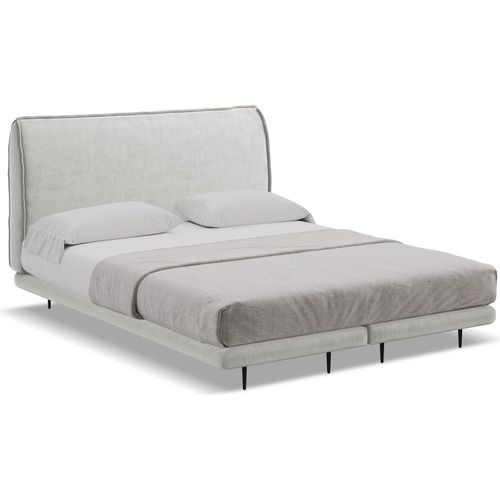 Bett mit Matratze - 168 x 222 - Samt - Silber - HALIA