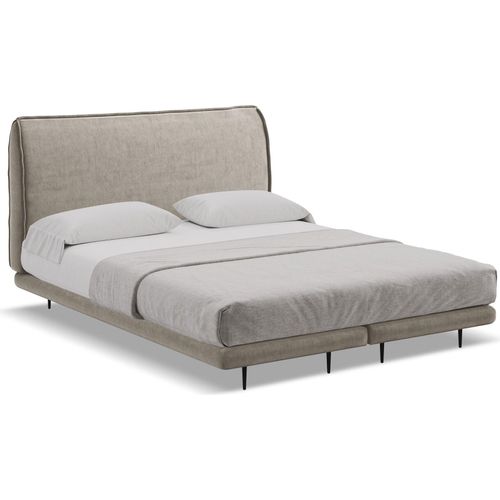 Bett mit Matratze - 188 x 222 - Samt - Taupe - HALIA