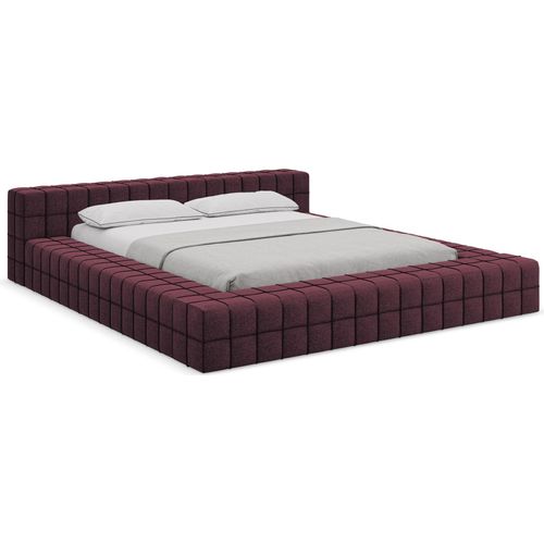 Bett - 220 x 260 - Chenille - Rotwein - AKELA