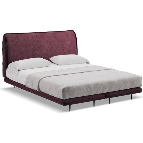Bett mit Matratze - 148 x 222 - Chenille - Rotwein - HALIA