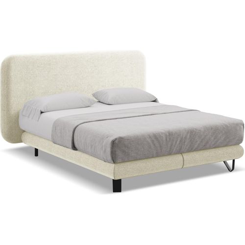 Bett mit Matratze - 174 x 220 - Chenille - Beige - ILIMA
