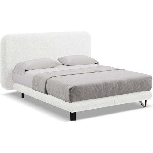 Bett mit Matratze - 174 x 220 - Bouclé - Weiß - ILIMA