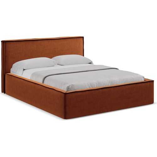 Bett mit Bettkasten - 160 x 228 - Samt - Terrakotta - ANANI