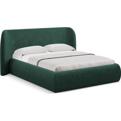 Bett mit Bettkasten - 190 x 215 - Bouclé - Flaschengrün - HAUKE