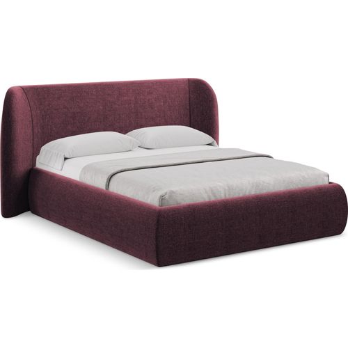 Bett mit Bettkasten - 230 x 215 - Chenille - Rotwein - HAUKE