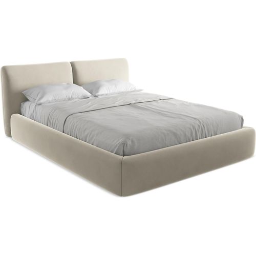Bett mit Bettkasten - 180 x 228 - Samt - Perle - HOKU