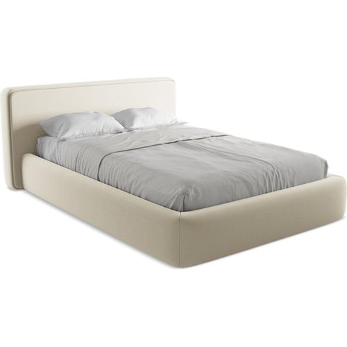 Bett mit Bettkasten - 180 x 225 - Bouclé - Hell beige - KIANA