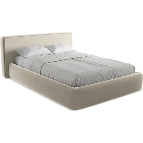 Bett mit Bettkasten - 180 x 225 - Samt - Perle - KIANA