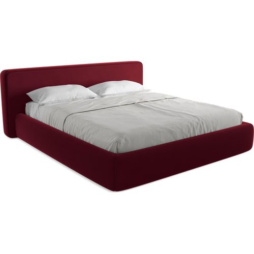 Bett mit Bettkasten - 220 x 225 - Samt - Burgund - KIANA