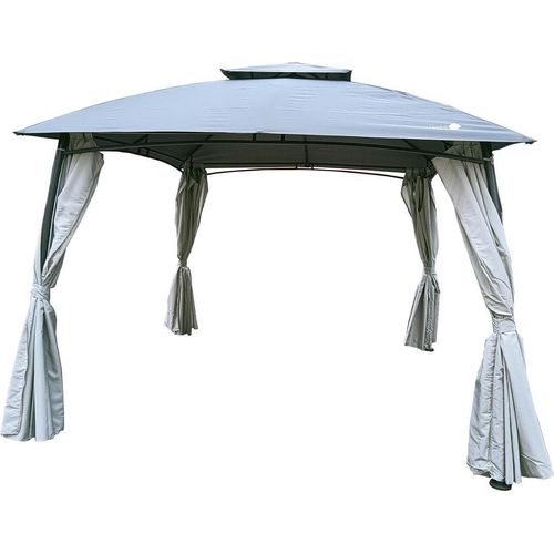 Gartenpavillon 3x3x2,6 m mit Vorhängen – Grau – Eleganter Pavillon für Terrasse & Garten