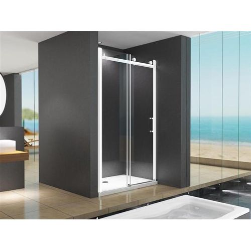 BuyLando Viktoria 145x195 cm Nischendusche mit Schiebetür - Weiß Beschläge