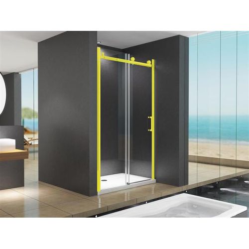 BuyLando Viktoria 120x195 cm Nischendusche mit Schiebetür - Gold Beschläge