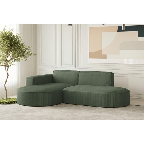Ecksofa Designersofa PALMA XS in Stoff Scala Forest Ottomane Links