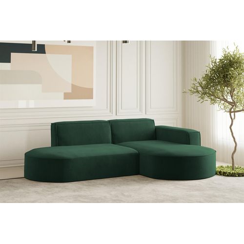 Ecksofa Designersofa PALMA XS in Stoff Noel Grün Ottomane Rechts