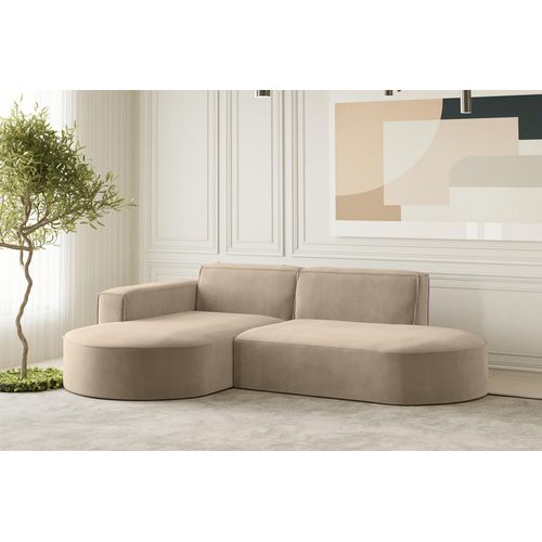 Ecksofa Designersofa PALMA XS in Stoff Noel Beige Ottomane Links