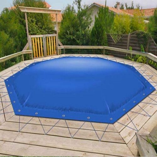 Aufblasbare Poolabdeckung Achteck Pool 420 x 420 cm I Achteck 4,2 x 4,2 m I blau
