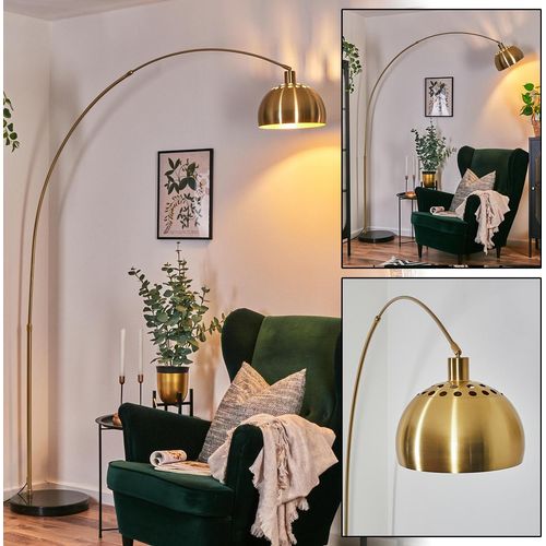 Gavirate Stehlampe aus Metall m. Marmorfuß in Schwarz/Gold/Messing gebürstet