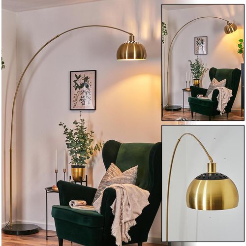 Gavirate Stehlampe aus Metall m. Marmorfuß in Schwarz/Gold/Messing gebürstet