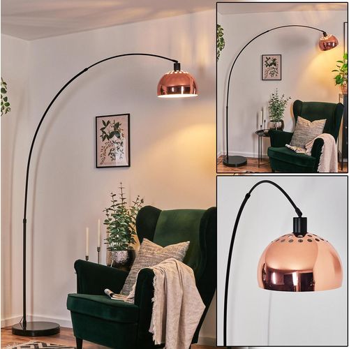 Gavirate Stehlampe aus Metall mit Marmorfuß in Schwarz/Kupferfarben/Weiß