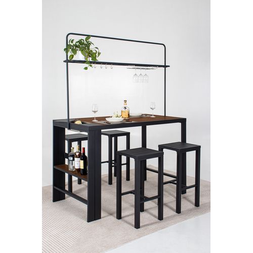 Bar-Sitzgruppe / Gartentheke ELSA anthrazit mit Holzoptik