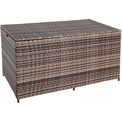 Auflagenbox Poly Rattan 870 Liter XXL Kissenbox Aufbewahrungsbox Beige-Braun