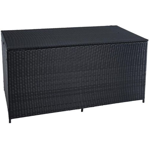 Auflagenbox Poly Rattan 870 Liter XXL Kissenbox Box Aufbewahrungsbox Schwarz