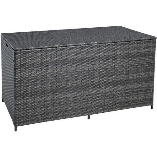 Auflagenbox Poly Rattan 870 Liter XXL Kissenbox Aufbewahrungsbox Anthrazit-Grau