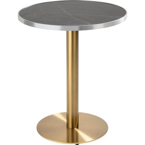 Runder Esstisch 60 cm Marmorplatte schwarz/silber und vergoldeter Fuß - Oviala Montmartre