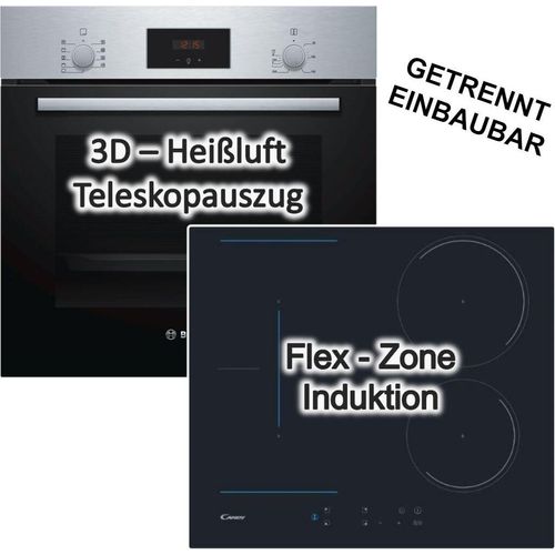 Herdset Bosch Backofen Schnellaufheizung mit Candy Induktionskochfeld autark 60 cm