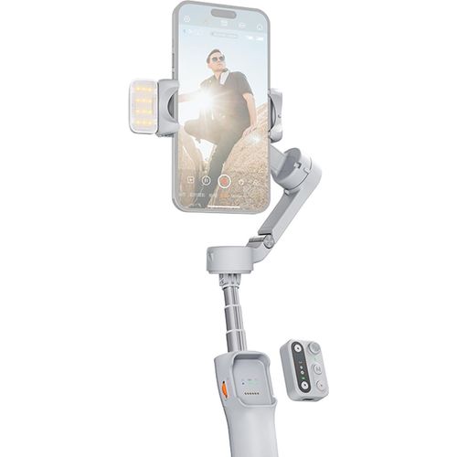 hohem iSteady X3 ausziehbarer 3-Achsen-Smartphone-Gimbal-Stabilisator faltbarer Telefon-Vlog-Gimbal Smart Tracking eingebauter Akku mit magnetischem LED-Fuelllicht Mini-Stativ abnehmbare Fernbedienung 300 g Tragkraft Ersatz fuer iPhone 16/15/14/13/12/11