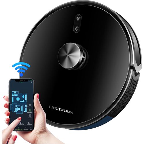 LIECTROUX X6 Saug- und Wischroboter mit LDS-Lasernavigation, App und Sprachsteuerung, automatischer Bodenreiniger, Mehrfachschutz, selbstaufladend, keine Beschaedigung, fuer Holzfliesen, Teppiche, Marmorteppiche
