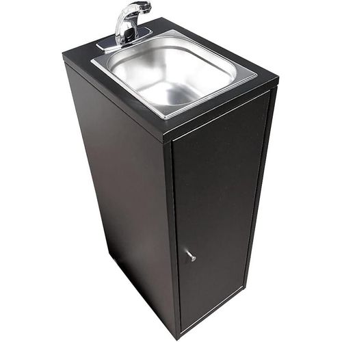 Mobiles Waschbecken UM1BBDc. Berührungsloser Sensor-Wasserhahn. Handwaschbecken Heißes Wasser. Frischwassertank 15L. Schwarz