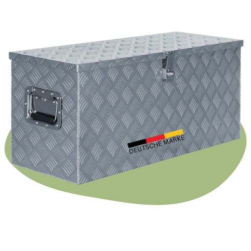 DELUKE® Aluminiumbox mit Deckel - Abschließbar | Alubox Deichselbox Alu Anhängerbox Werkzeugkiste Metall Transportbox Metallkiste, 90,5x35x40cm Silber