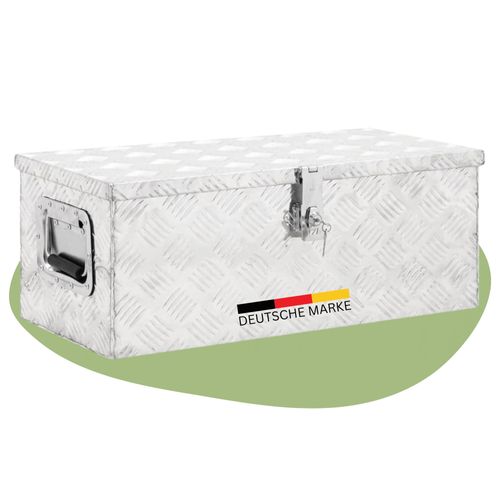 DELUKE® Aluminiumbox mit Deckel - Abschließbar | Alubox Deichselbox Alu Anhängerbox Werkzeugkiste Metall Transportbox Metallkiste, 70x31x27cm Silber
