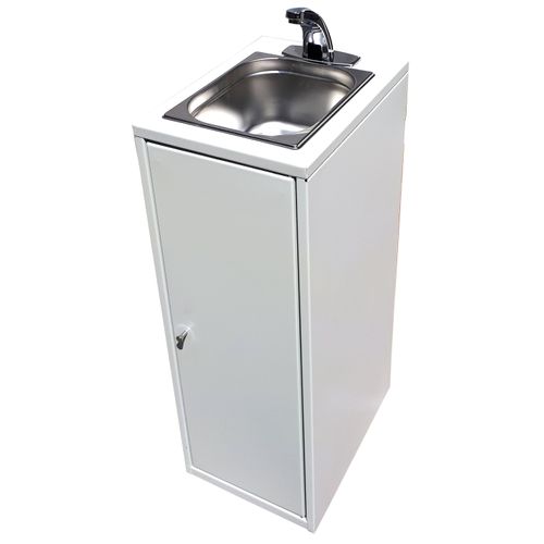 Mobiles Waschbecken UM1BBDb. Berührungsloser Sensor-Wasserhahn. Handwaschbecken Heißes Wasser. Frischwassertank 15L. Weiß