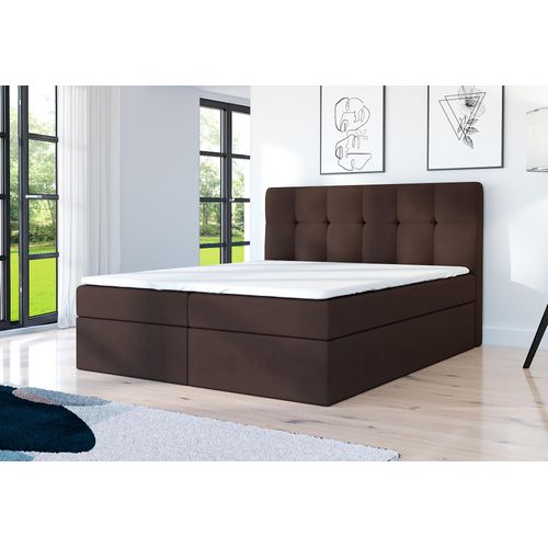 Boxspringbett ARNOR 140 x 200 mit 2 Bettkästen, Bonell-Matratze und Topper. Farbe: Braun
