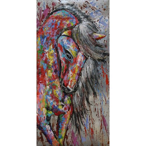 3D Metallbild Pferd – Handbemalter Vintage-Stahl für kunstvolle Wände