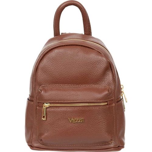 Vezze Pulito Oro – Hochwertiger Lederrucksack in Braun mit praktischen Reißverschlusstaschen und weichem Innenfutter