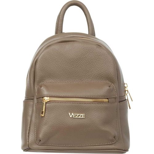 Vezze Pulito Oro – Klassischer Lederrucksack in Beige aus italienischem Glattleder mit eleganten Metallbeschlägen