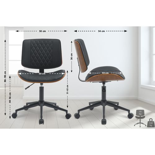 Bürostuhl HLO-CP193 Kunstleder walnuss/schwarz