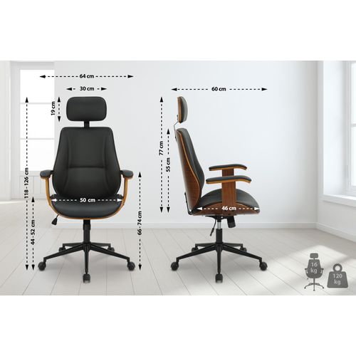 Bürostuhl HLO-CP183 Kunstleder walnuss/schwarz