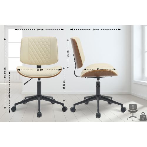 Bürostuhl HLO-CP193 Kunstleder walnuss/creme